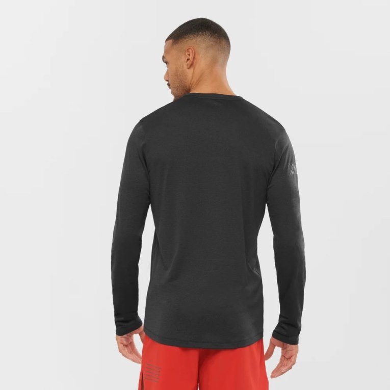 Black Salomon Agile Long Sleeve Men's T-Shirts | IE TV6327